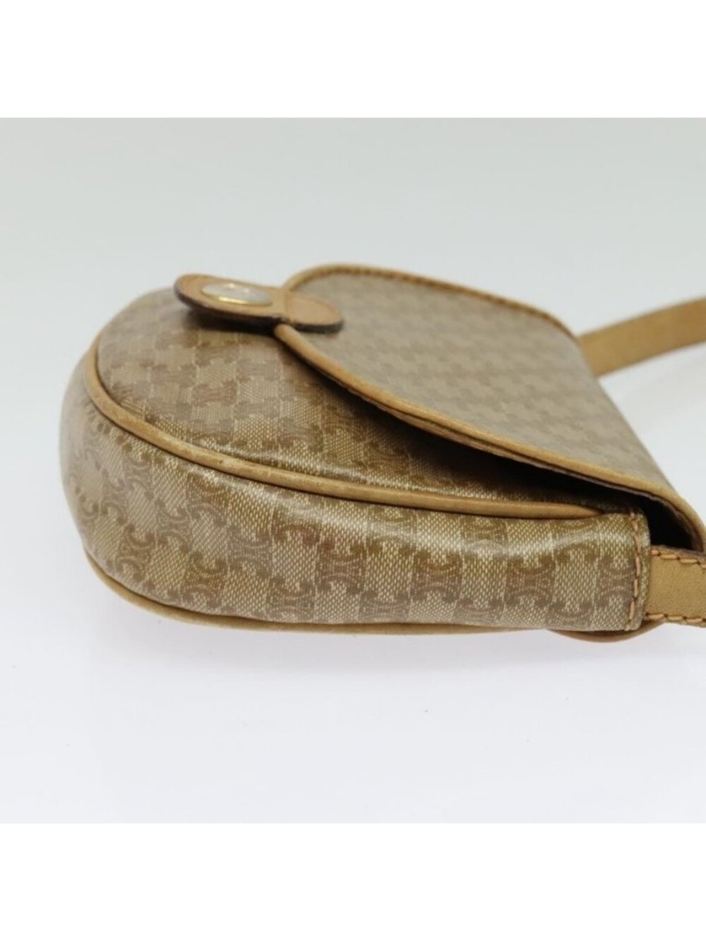 Authentic CELINE Macadam Canvas Shoulder Bag PVC Beige Gold - Picture 12 of 16